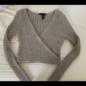 Forever 21 Wrap front Crop Sweater